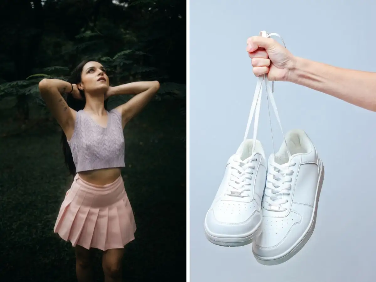 Outfit cực năng động cho nàng với chân váy tennis và giày thể thao