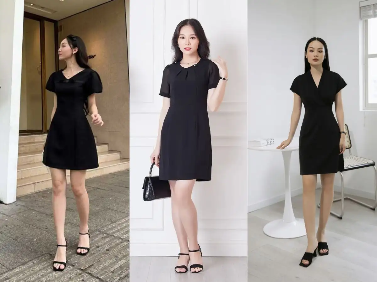 Các kiểu váy đen cho dáng quả táo