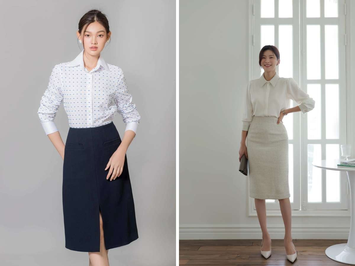 Chú ý khi phối chân váy với áo công sở