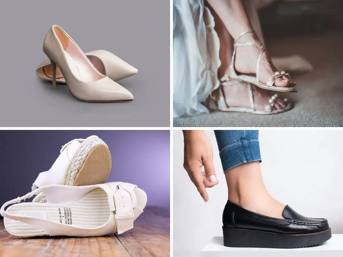 Chọn giày cao gót pumps, sandal quai mảnh, loafer da bóng, mules, slingback, boots cổ thấp khi mặc quần jean nhé