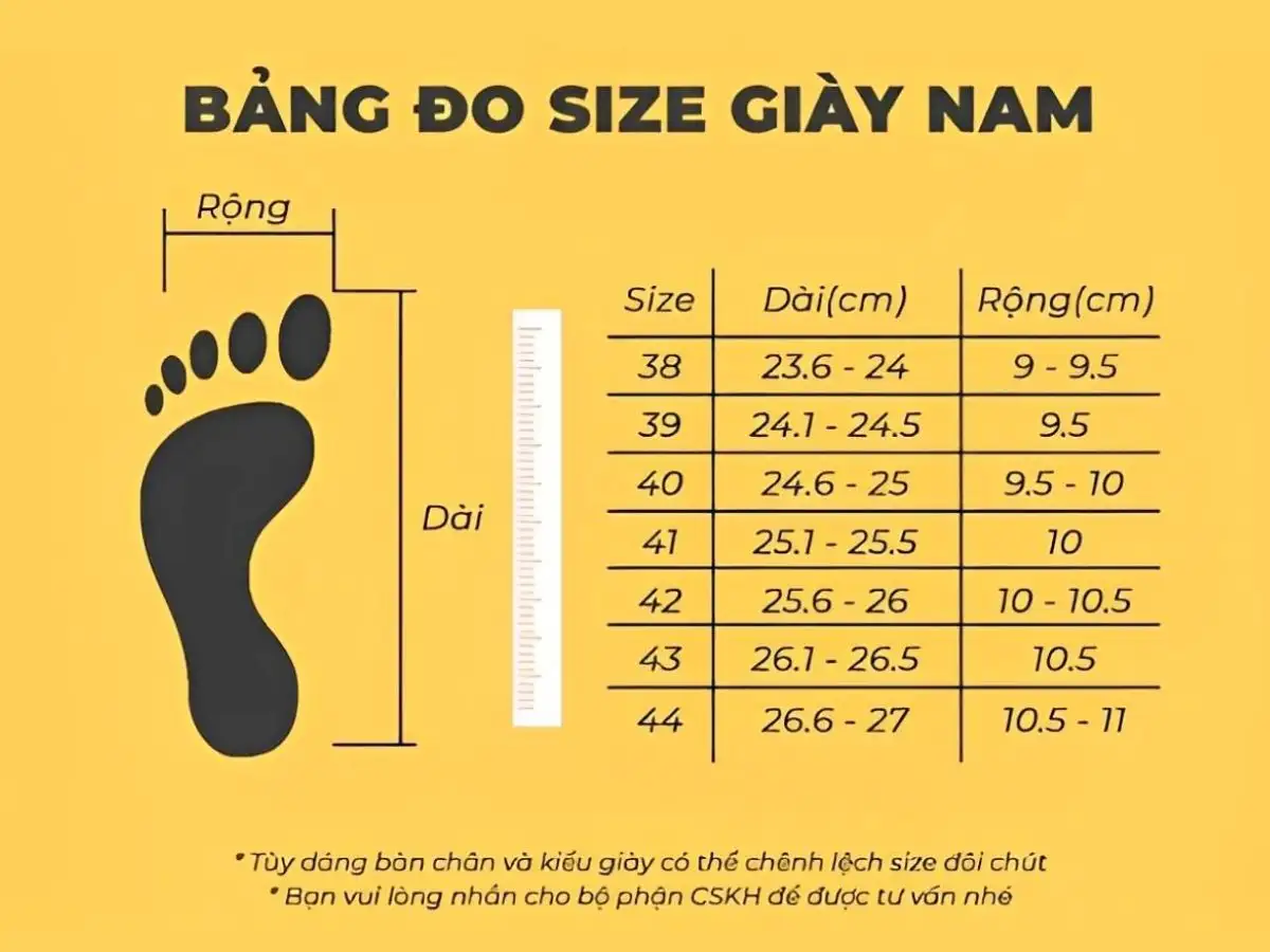 Kiểm tra size giày chuẩn