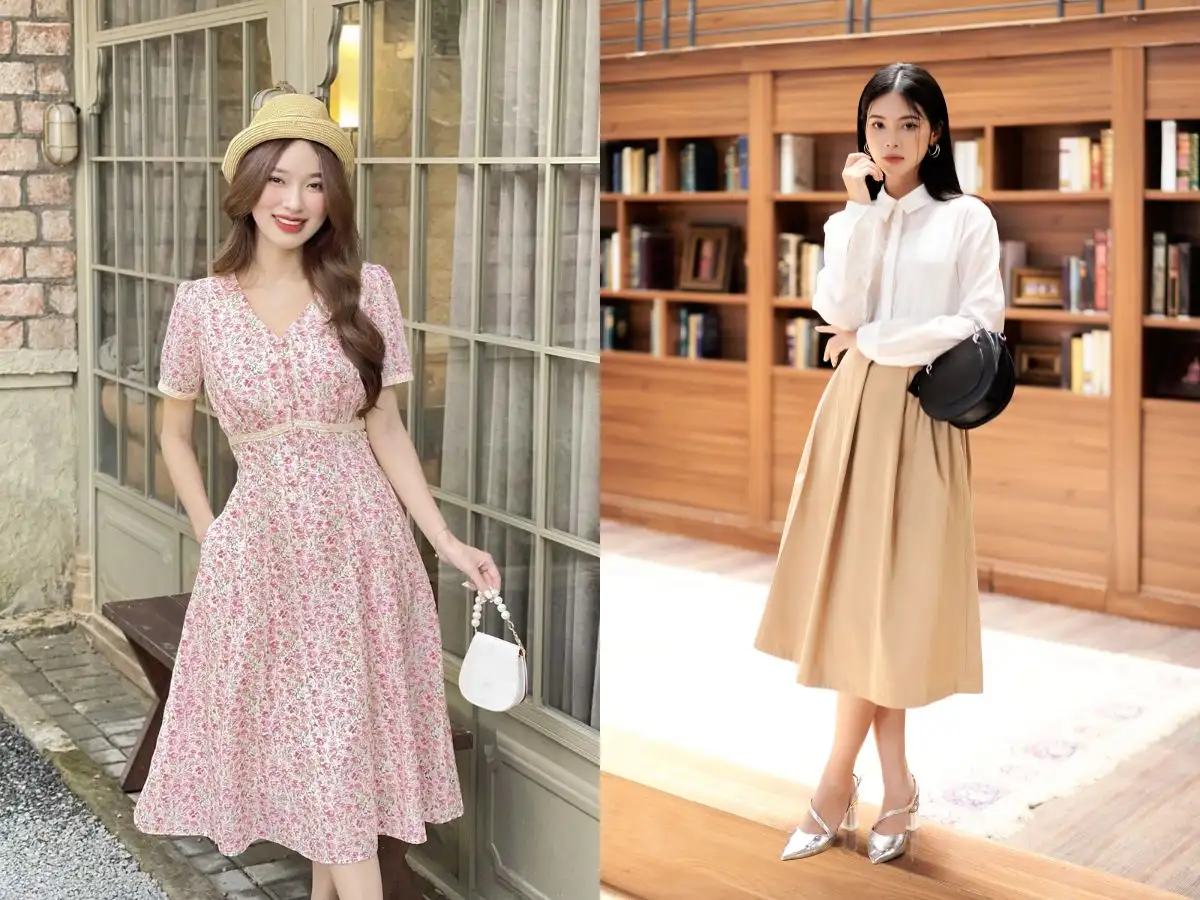 Váy chữ A, xòe nhẹ giúp cân đối dáng người quả lê
