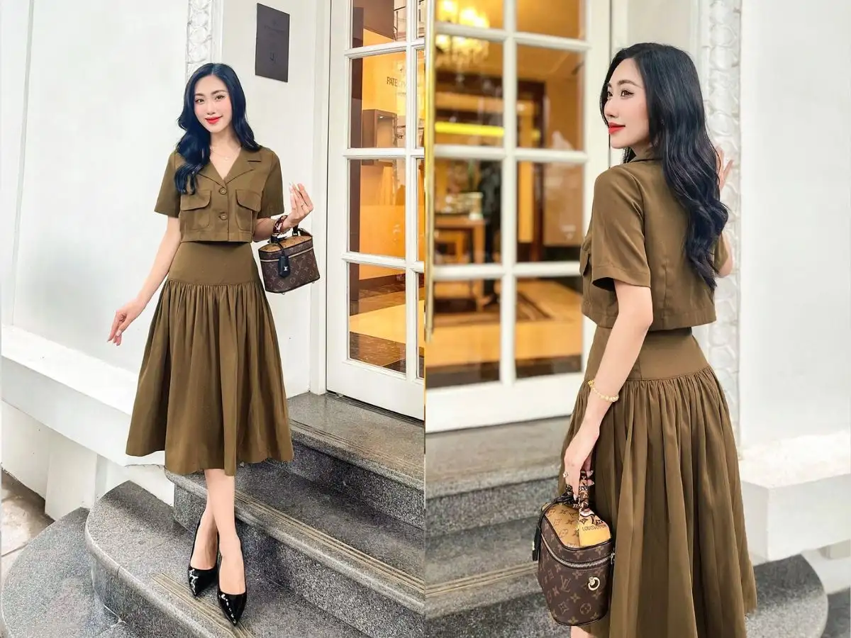  Váy xòe và bèo nhún giúp tôn tạo cân đối cho dáng tam giác ngược