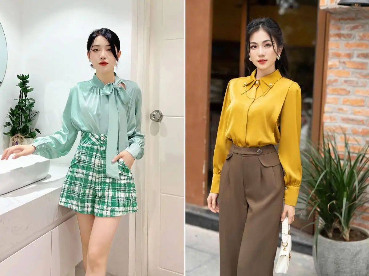Áo sơ mi lụa nữ