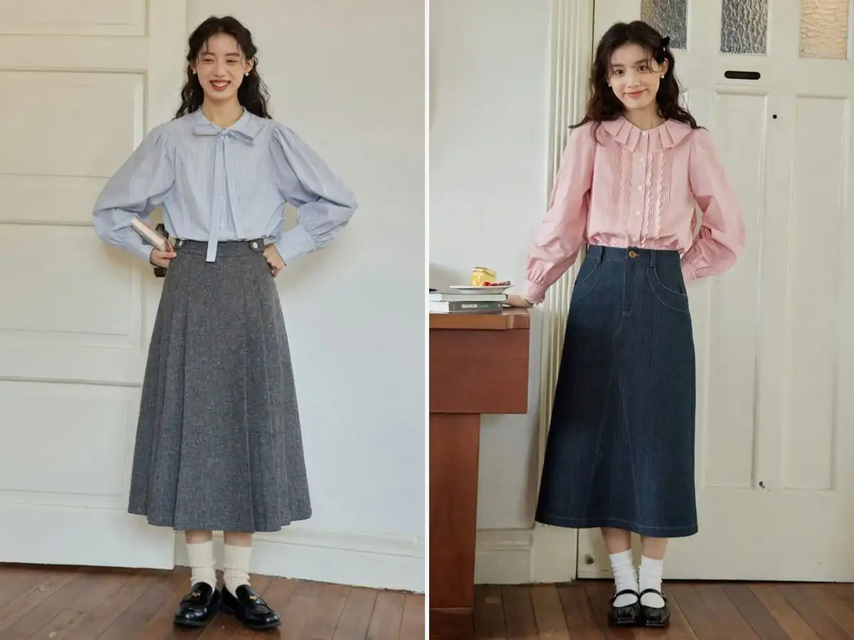 Áo sơ mi cổ nơ xinh xắn