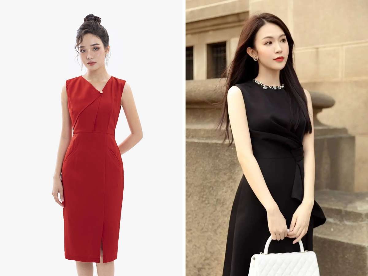 Phối thêm giày cao gót, phụ kiện khi diện đầm sát nách đi tiệc