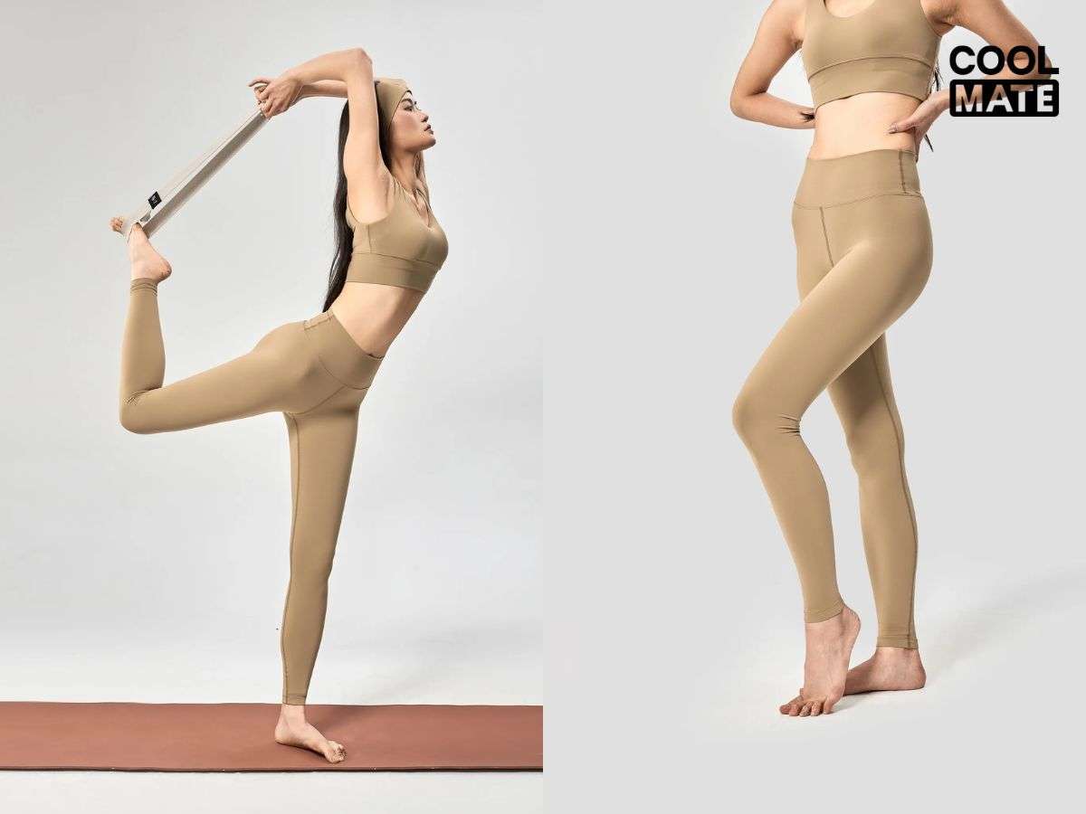 Chất liệu Nylon pha Spandex mềm mại, co giãn tốt, nhanh khô, lý tưởng cho Yoga và Pilates