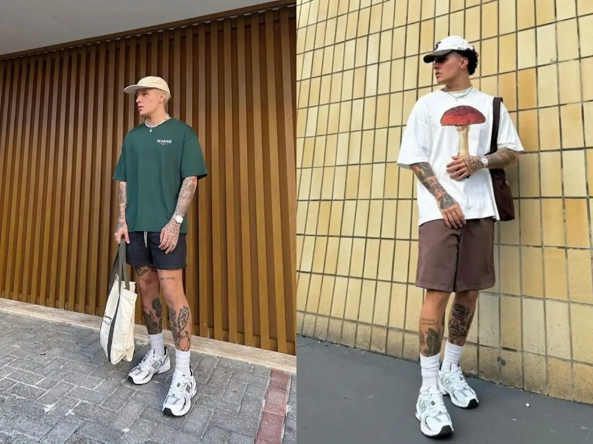 Mix áo thun và mũ