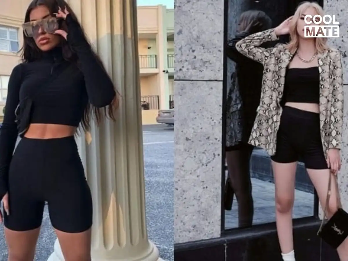Street style ấn tượng với biker short phối áo khoác da/denim và phụ kiện cá tính