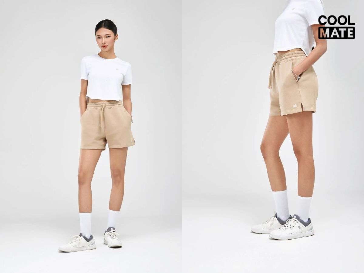 Quần short mid-length vừa che phủ, thoải mái và thoáng mát, phù hợp cho tập gym và thể thao