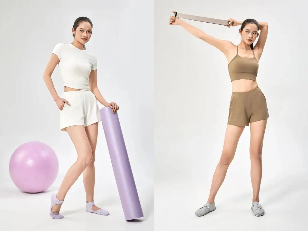 Quần short ribbed nữ phù hợp với đa dạng hoạt động thể thao cường độ từ nhẹ đến vừa
