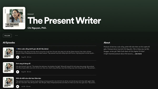 Kênh podcast The Present Writer 