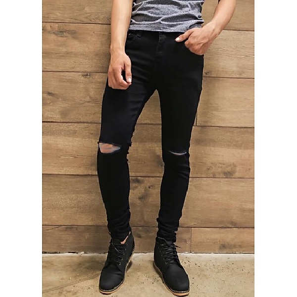 Quần jeans body rách rối phổ biến