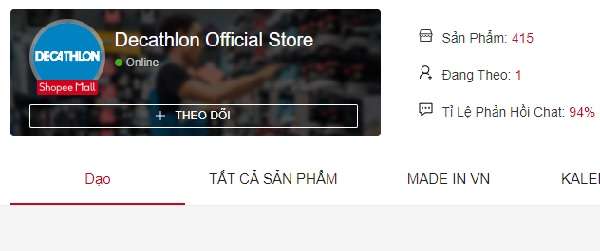 Decathlon Official Store trên Shopee