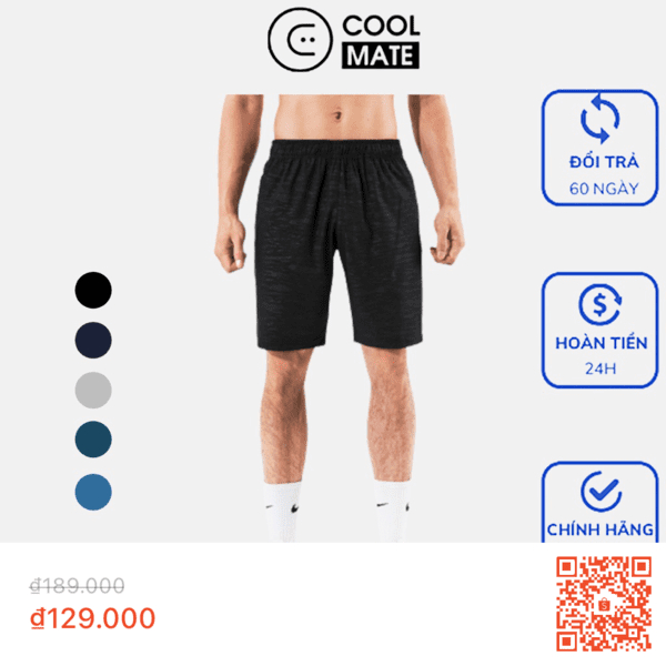 Coolmate là shop bán quần shorts nam Shopee bán chạy nhất