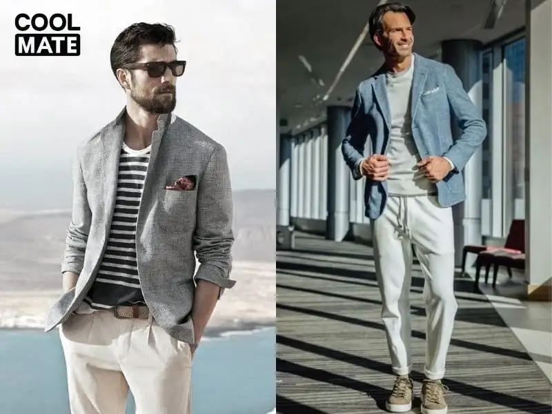 Trưởng thành hơn thì cách mix quần jogger thể thao với áo blazer 