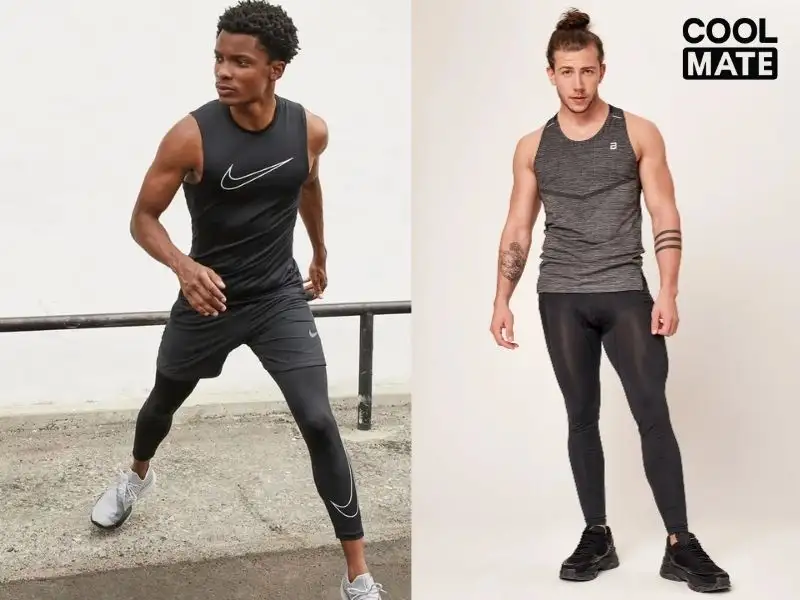 Quần legging thể thao phối cùng áo ba lỗ chất lượng 