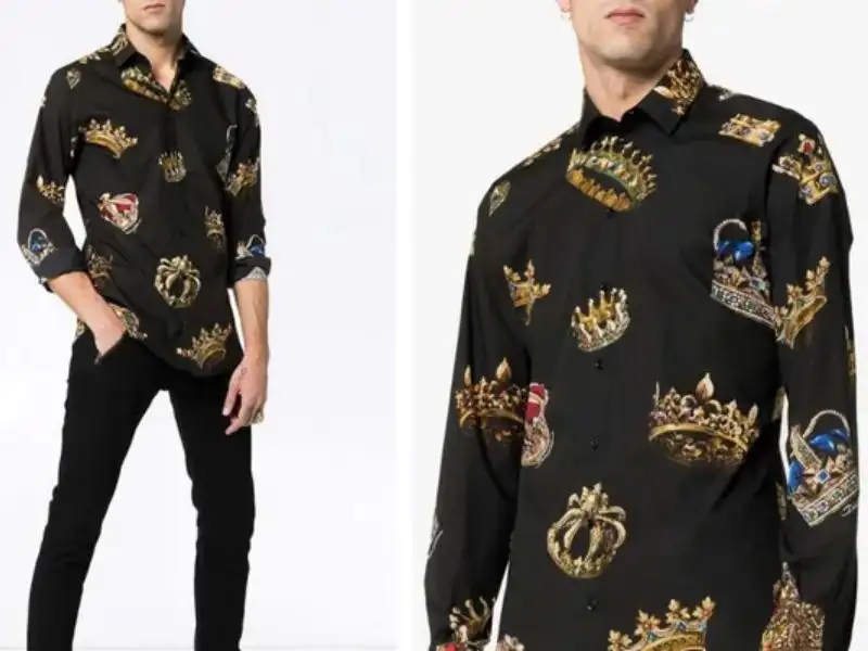 Dolce & Gabbana Crown Print Fitted Shirt Black - Vẻ đẹp quý tộc