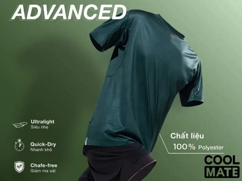 Áo thun chạy bộ Coolmate từ chất liệu Polyester