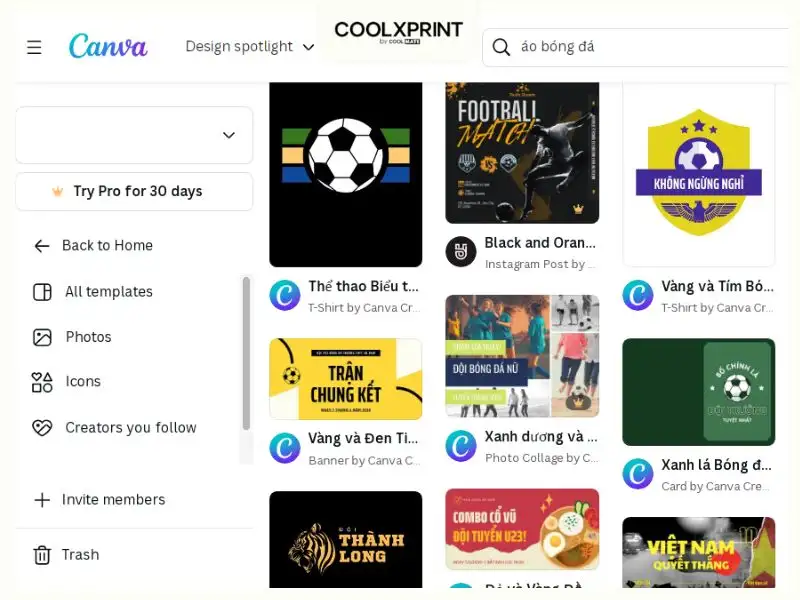 App thiết kế áo đá bóng Canva