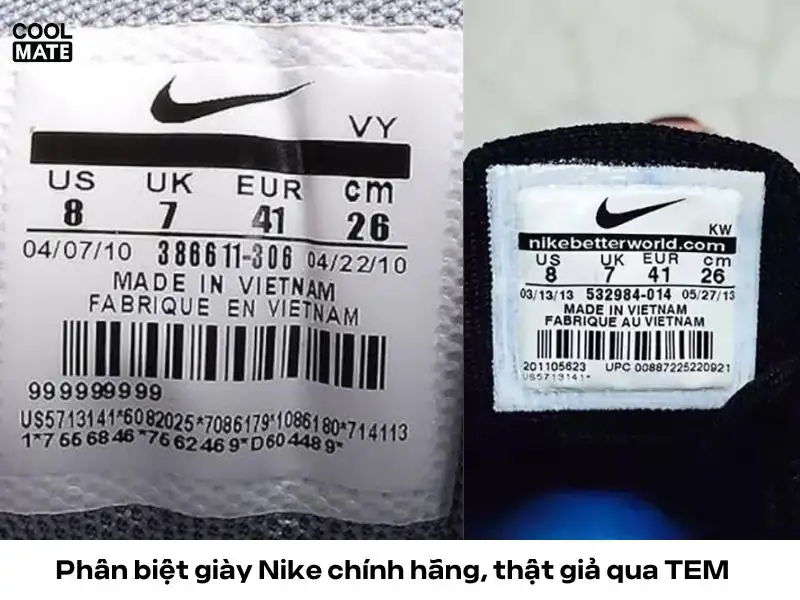 Cách phân biệt giày Nike thật giả