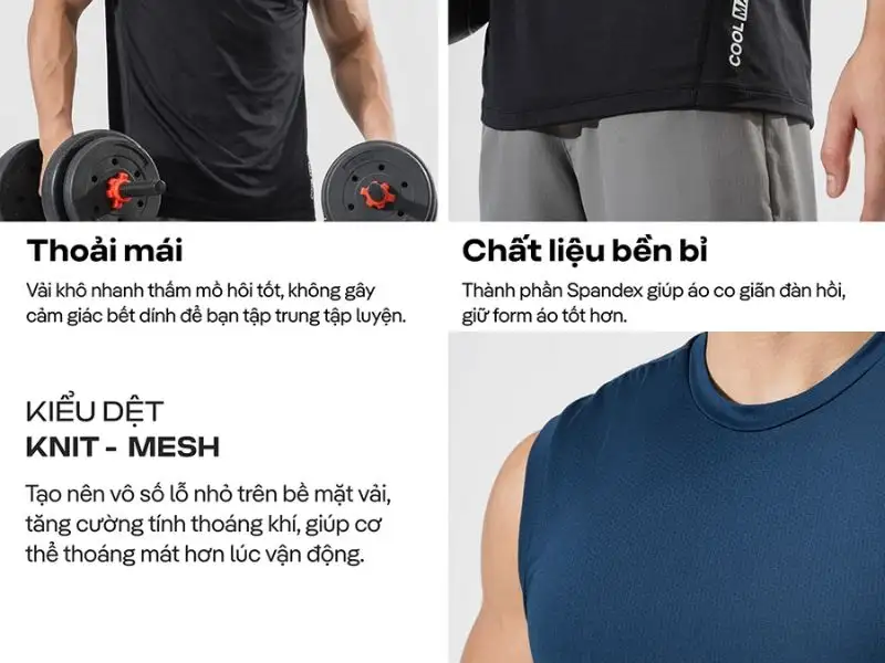 Coolmate ứng dụng các loại vải tiên tiến nhất làm đồ tập gym 