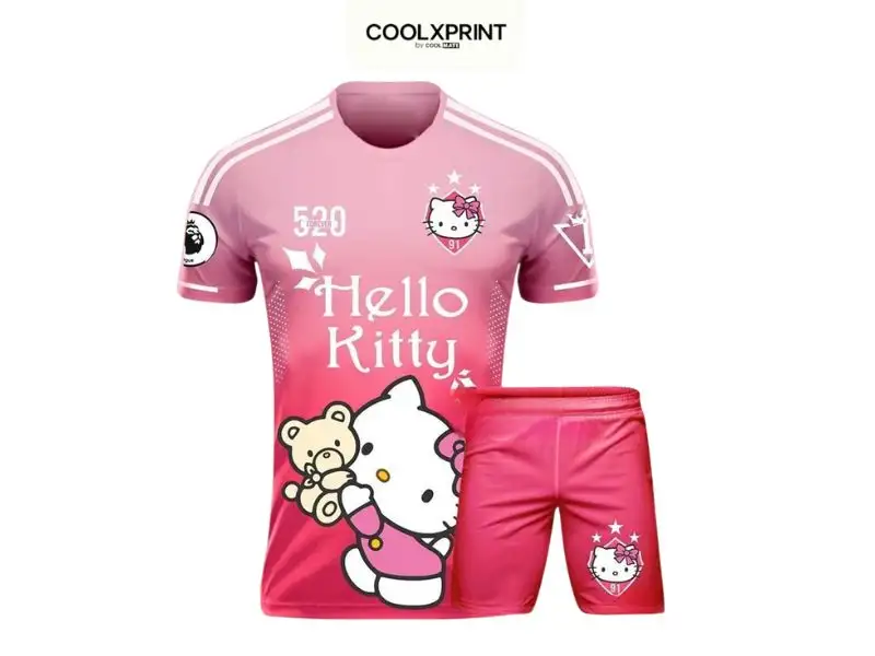 Bộ đồ đá banh Hello Kitty hồng