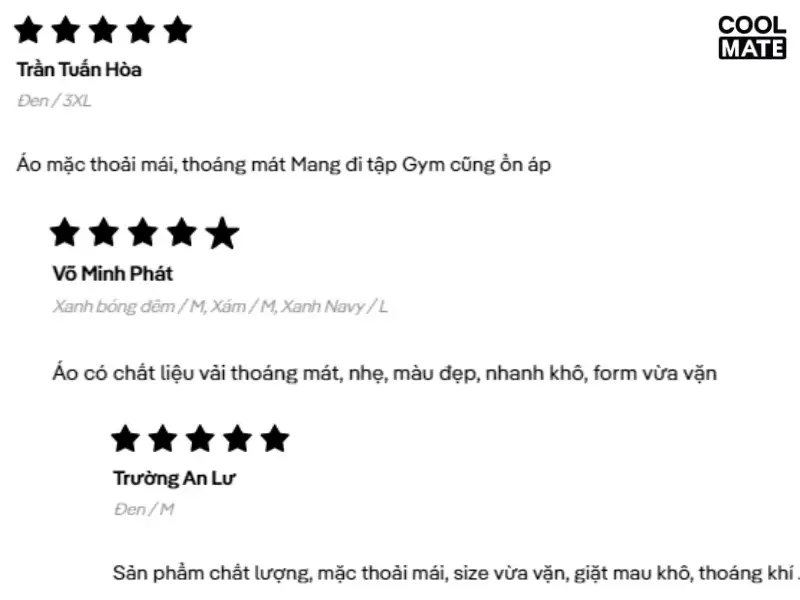 Feedback khách hàng về áo thể thao polo nam