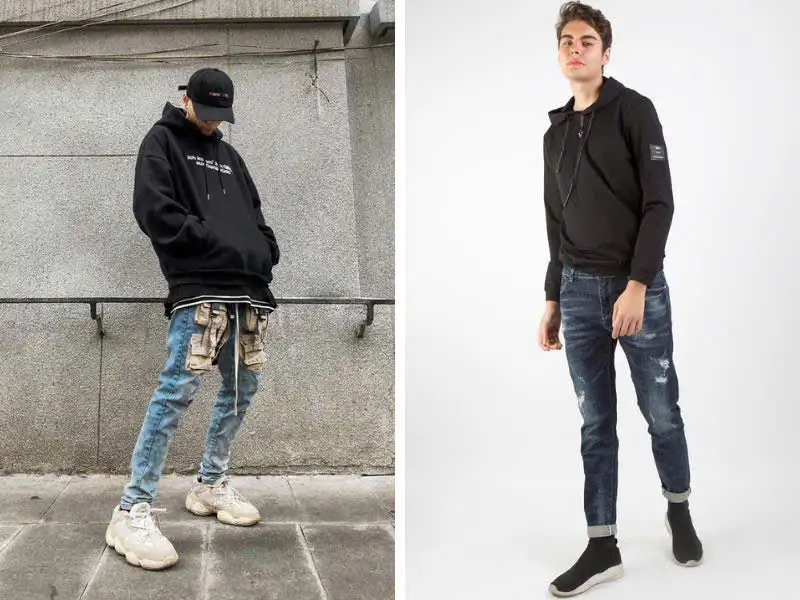 áo hoodie với quần jean