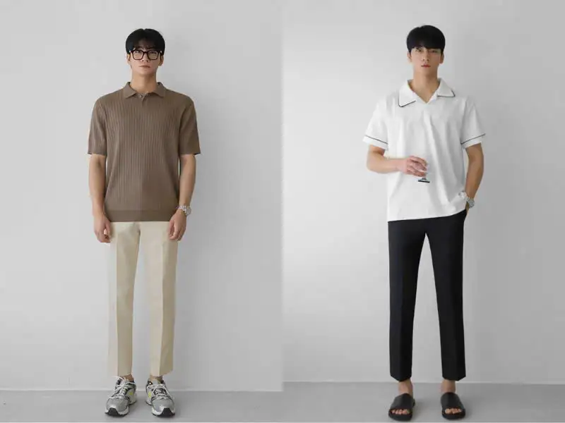 áo polo với quần chinos