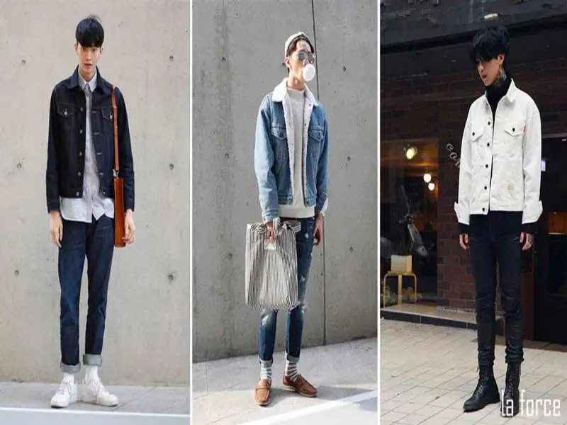 Quần jean rách gối + Áo khoác denim đen 