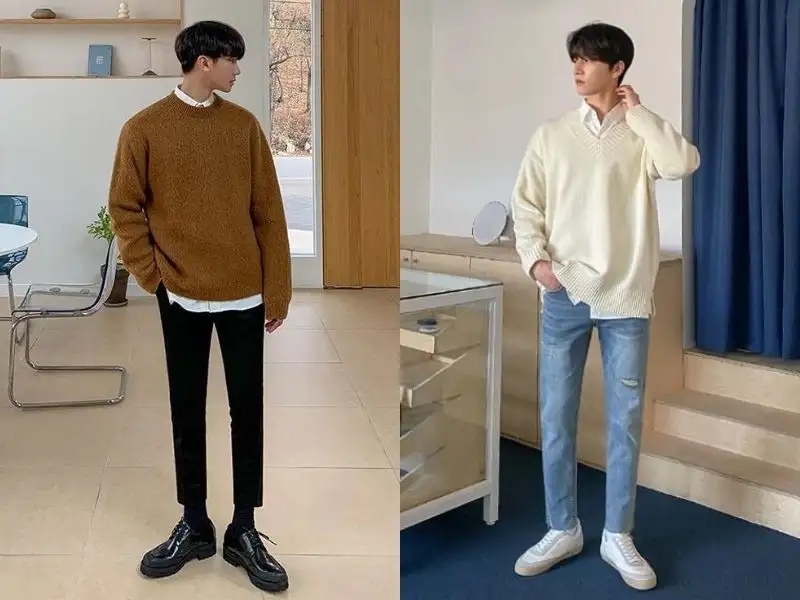 Phối đồ với áo sơ mi tay ngắn nam và áo sweater