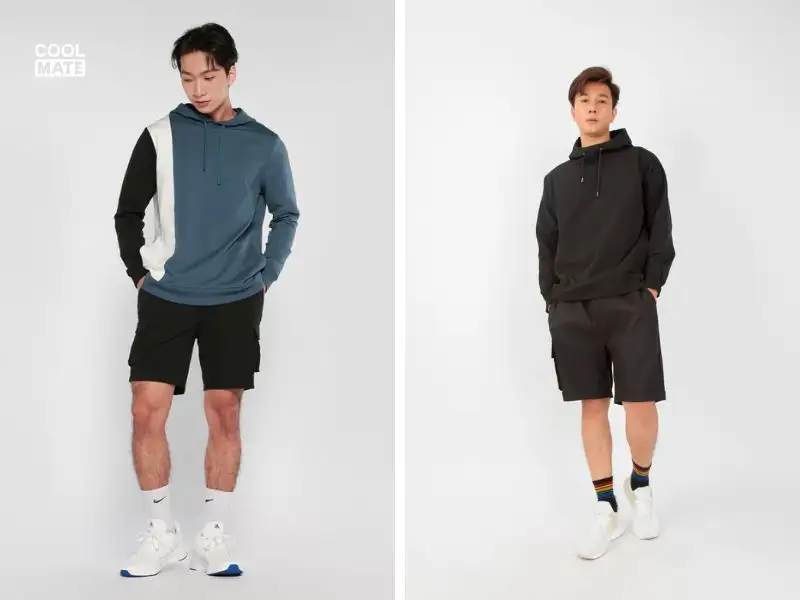 Phối đồ cho người mập lùn nam với áo Hoodie và quần short