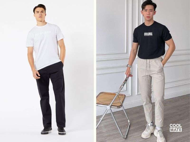 Phối đồ cho người mập lùn nam cùng áo thun và quần kaki