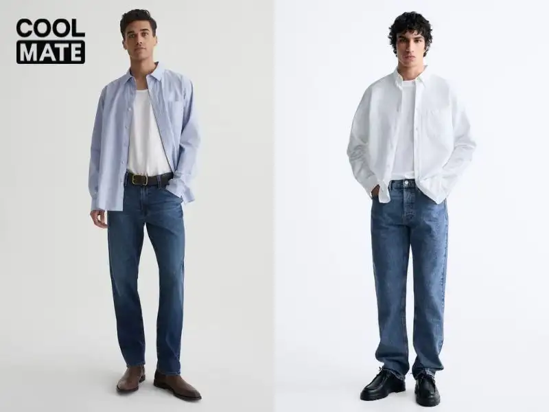 Giày boot cao cổ mix cùng áo sơ mi và quần jeans mang tới phong cách bụi bặm, nam tính