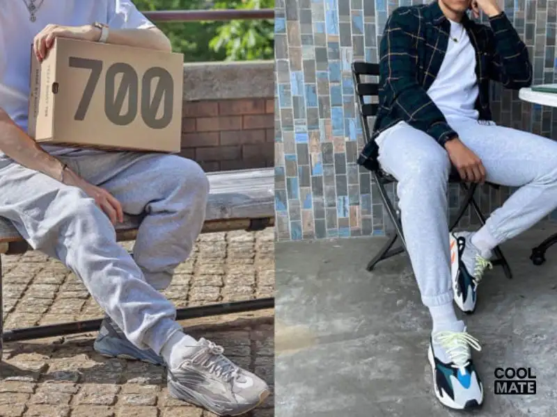 Quần jogger phối với giày Yeezy Boost 700