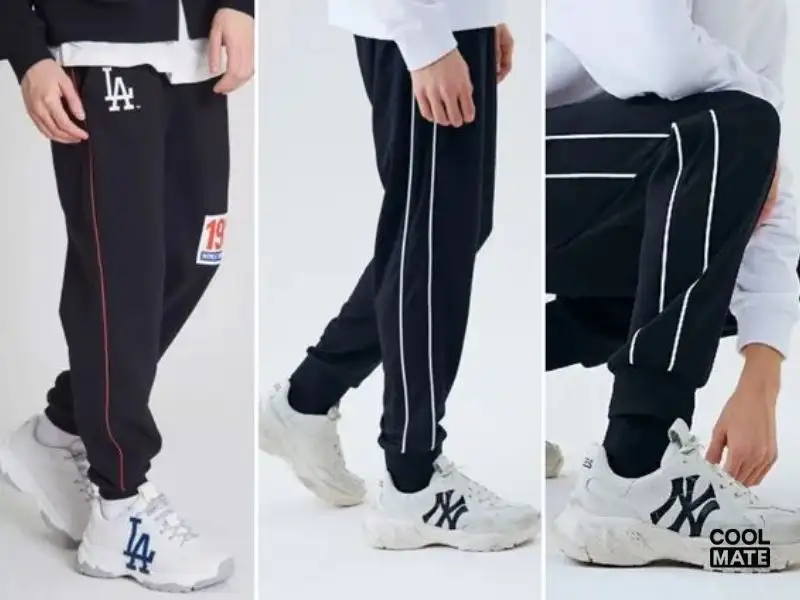 Quần jogger phối với giày MLB