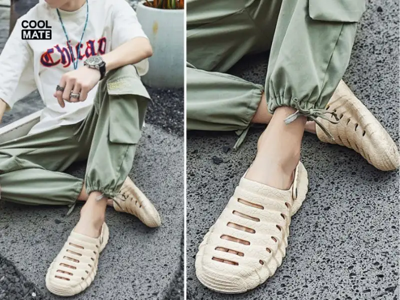 Quần jogger phối với sandal 