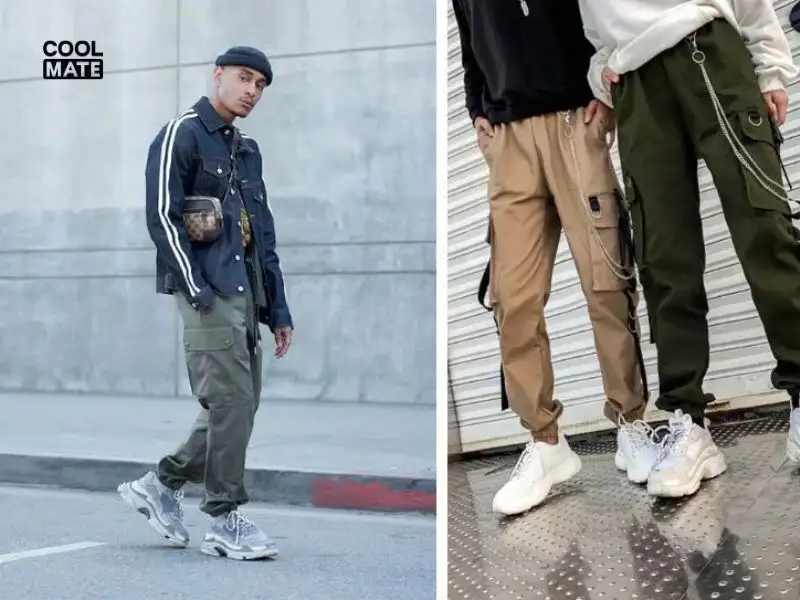 Quần jogger phối với giày Balenciaga