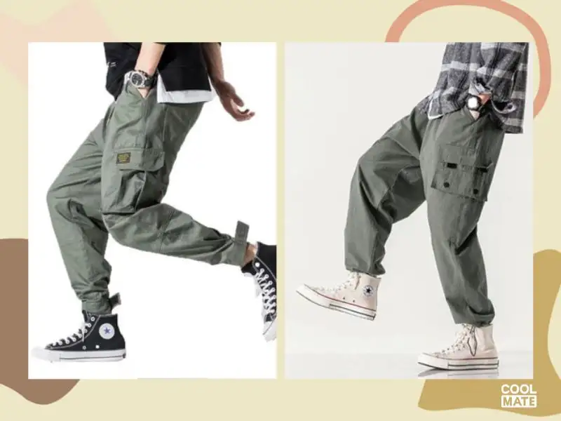 Quần jogger phối với giày Converse