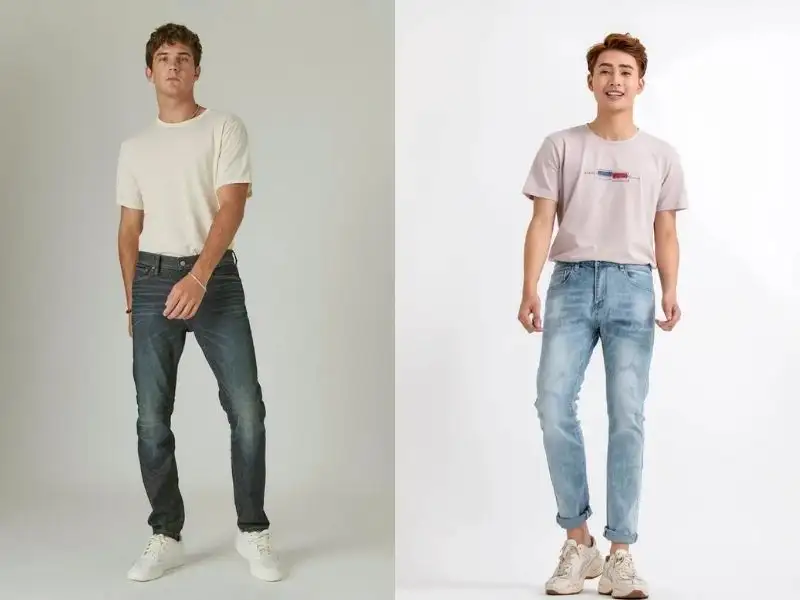 Phối áo thun với quần Jeans cho nam gầy