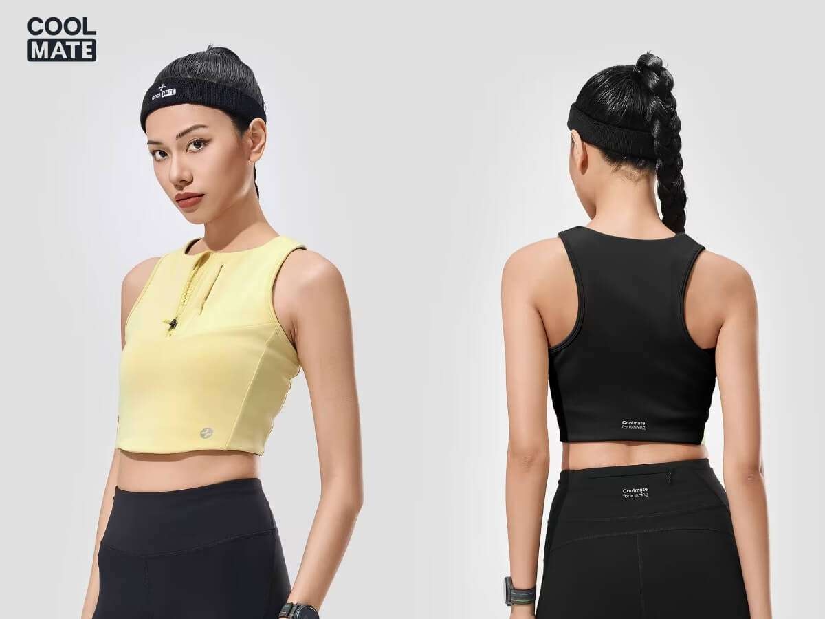 Áo Crop top Tank nữ Chạy bộ khoá zip Coolmate