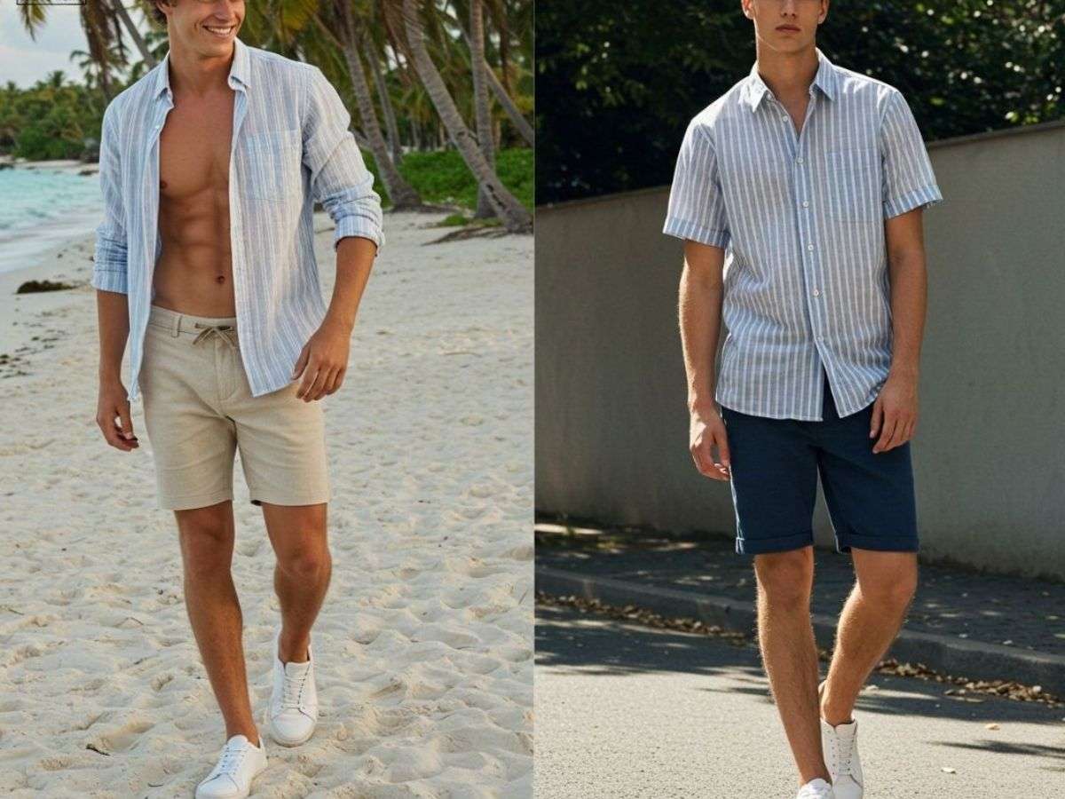 Sơ mi ngắn tay phối quần short năng động