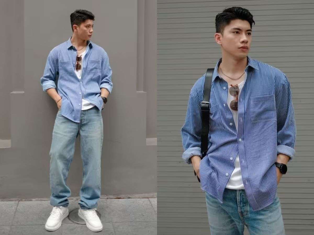 Áo sơ mi relaxed fit tạo cảm giác thoải mái tối đa và phù hợp với phong cách casual