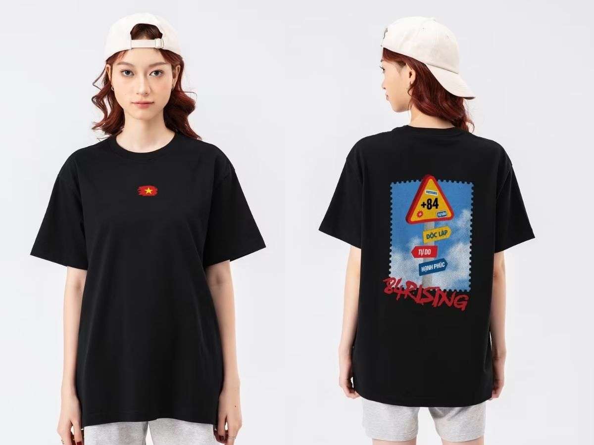 Áo thun 84RISING SIGN với thiết kế cột tín hiệu +84