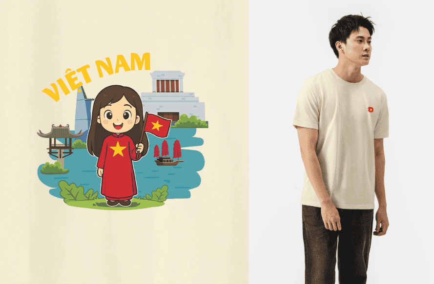 Áo thun Cotton 220gsm Việt Nam Tươi Đẹp bé gái