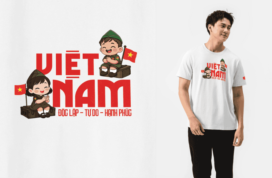 Áo thun Cotton 220gsm Việt Nam bé trai & bé gái