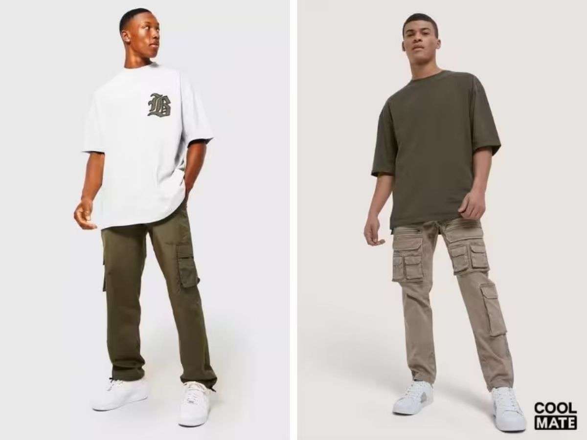 Áo thun nam oversize mix cùng quần cargo là một chọn lựa sáng suốt