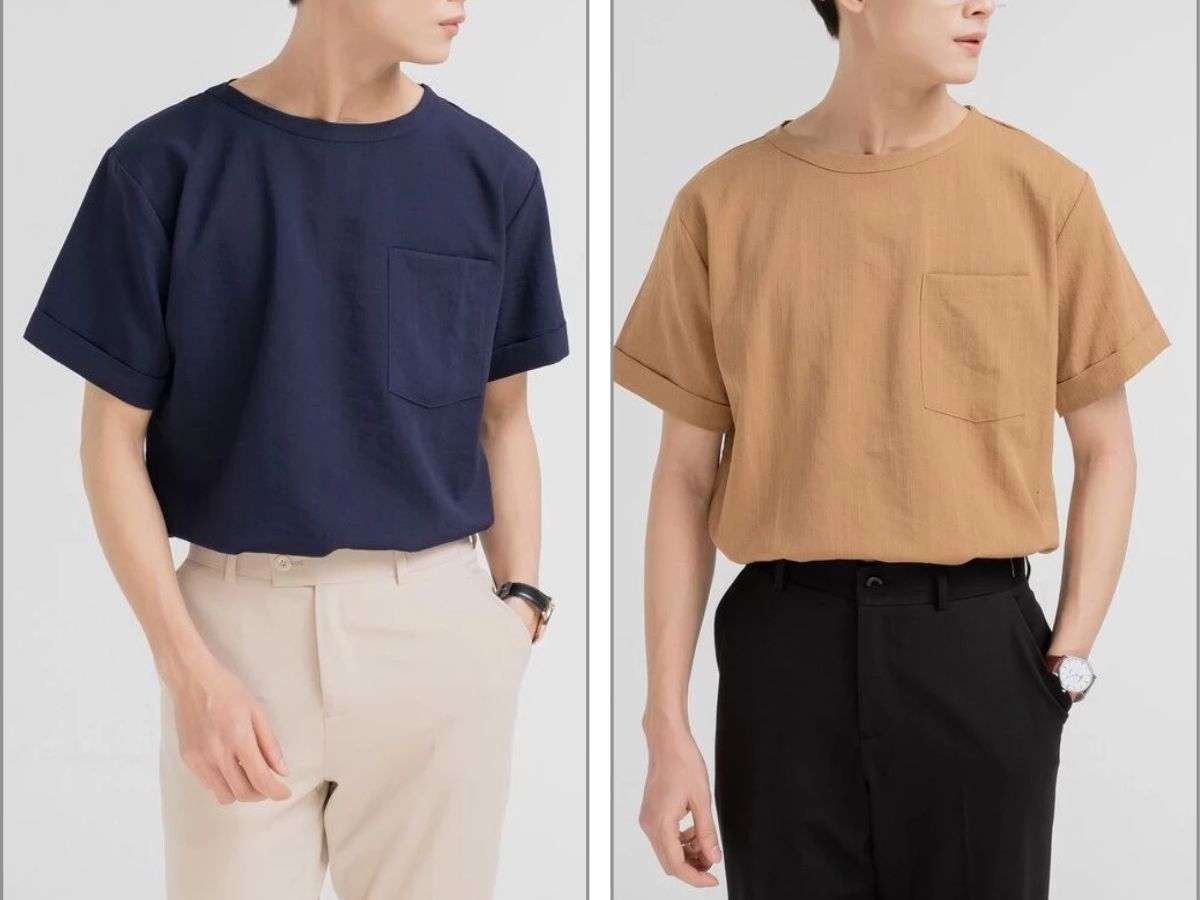 Áo phông oversize nam tay ngắn túi rộng trước ngực