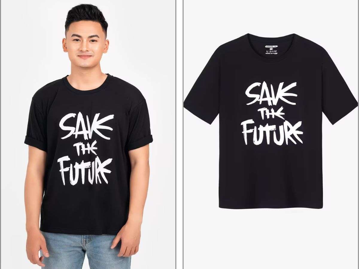 Áo thun màu đen in Save The Future